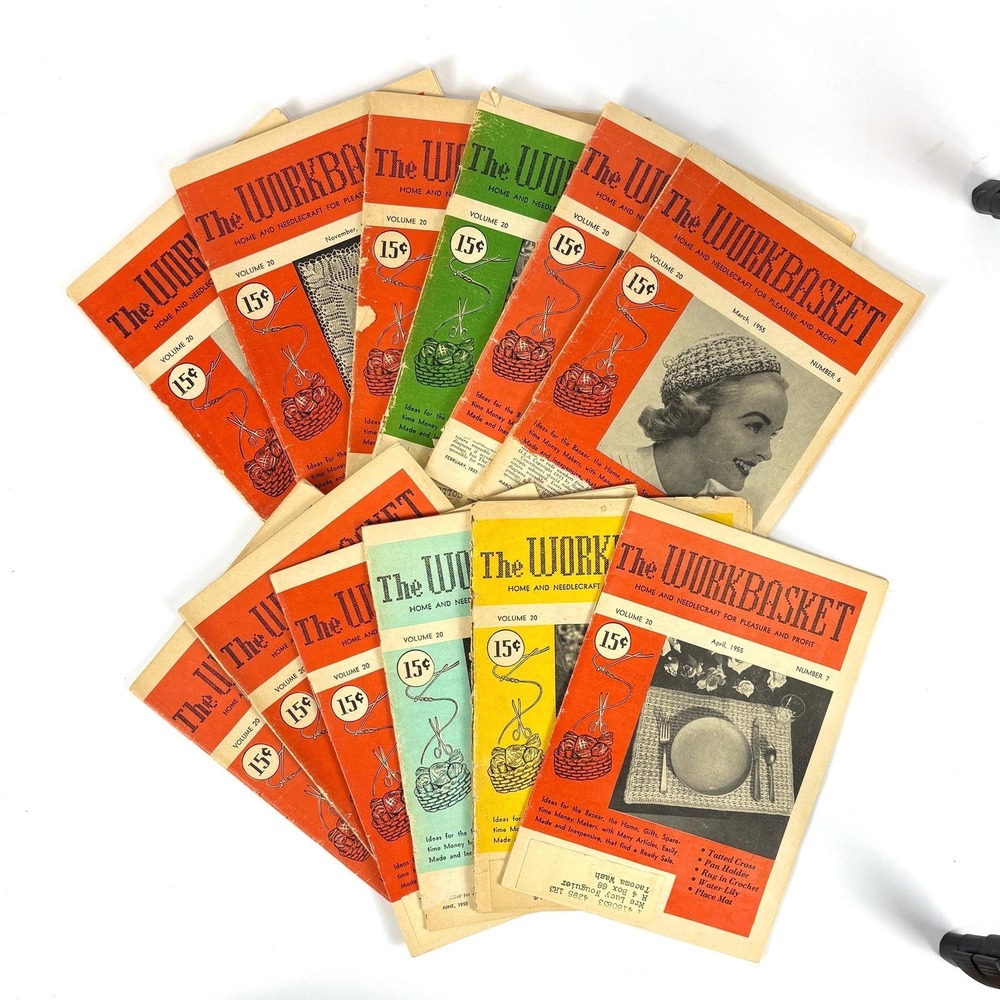 The Workbasket Magazine Vol 20 Vintage 1955 Lot of 12 Crochet Knitting Patterns